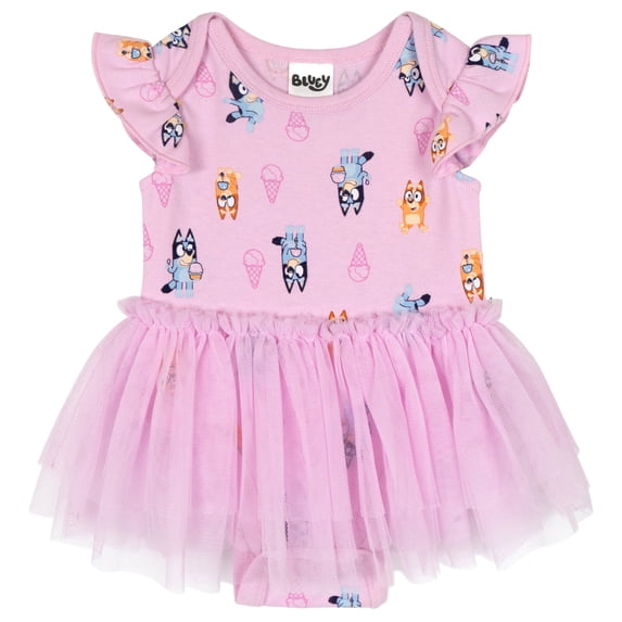 Bluey Bingo Ruffle Mesh Bodysuit Dress Newborn to Infant