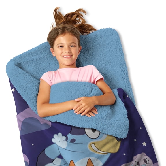 Bluey Bingo Slumber Pups Silk Touch Sherpa Sleeping Bag, Kids Entertainment