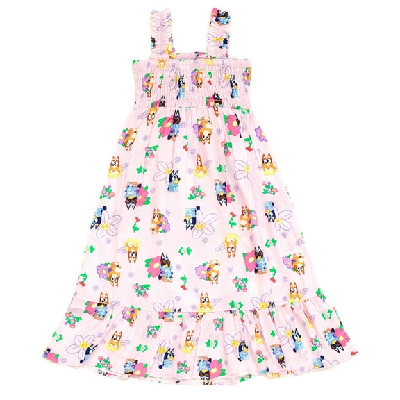 Bluey Bingo Square Neck Smocked Maxi Dress Toddler to Big Kid