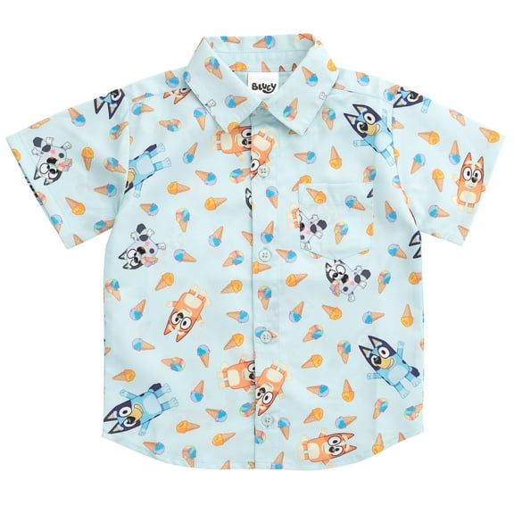 Bluey Bingo Toddler Boys Hawaiian Button Down Dress Shirt