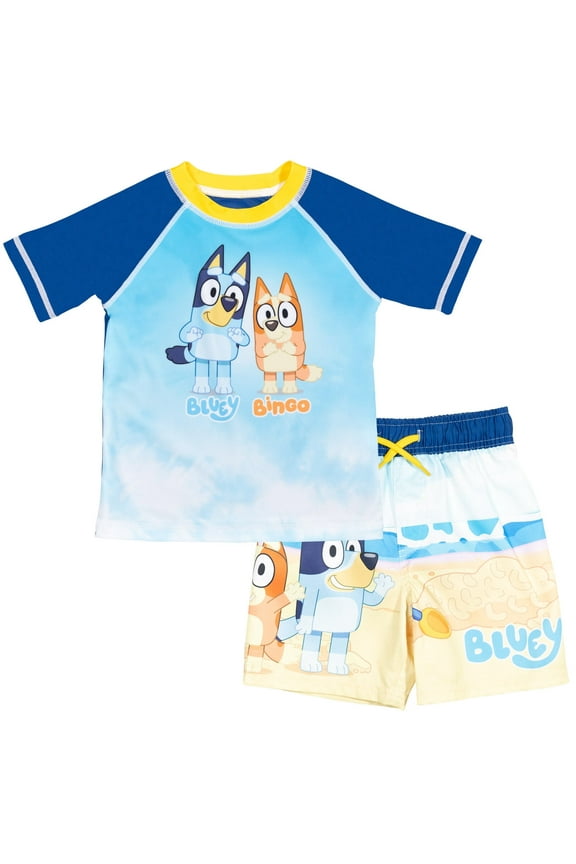 Bingo Toddler Boys Pullover Rash Guard and Swim Trunks Outfit Set Infant to Little Kid