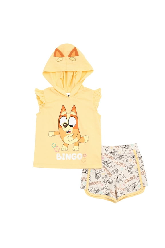 Bingo Toddler Girls Cosplay Tank Top and Active Retro Dolphin French Terry Shorts Toddler to Little Kid