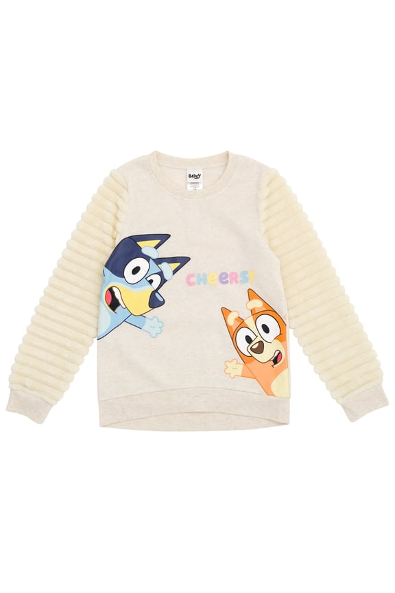 Bingo Toddler Girls Fleece Fur Sweatshirt White 5T