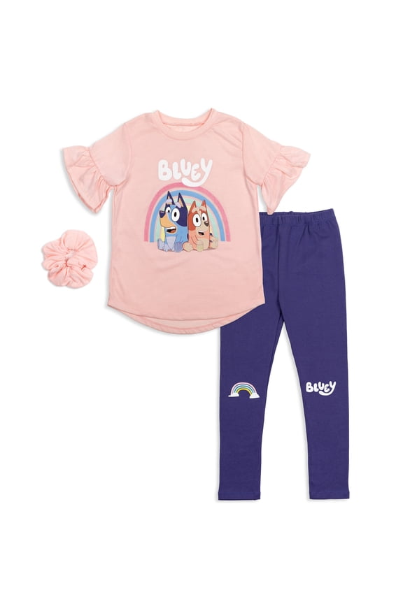 Bingo Toddler Girls T-Shirt Leggings and Scrunchie 3 Piece Outfit Set Toddler to Big Kid