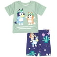 thumbnail image 1 of Bluey Bingo Toddler Girls T-Shirt and Shorts Outfit Set Green / Blue 4T, 1 of 5