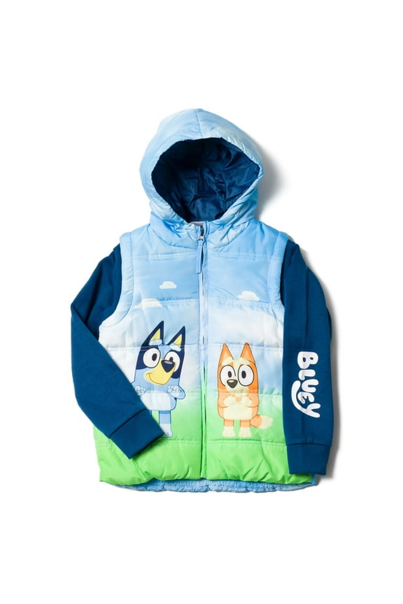 Bingo Toddler Girls Zip Up Vest 2fer Jacket Toddler to Big Kid