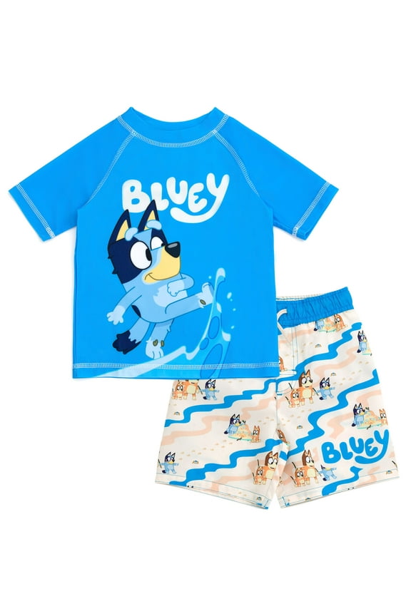 Bingo UPF 50+ Pullover Rash Guard and Swim Trunks Outfit Set Toddler to Little Kid