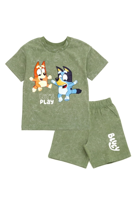 Bingo Vintage Wash Drop Shoulder T-Shirt and Shorts Outfit Set Toddler to Little Kid