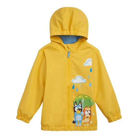 Bluey Bingo Yellow Zip Up Waterproof Hooded Rain Jacket Coat Toddler to Little Kid