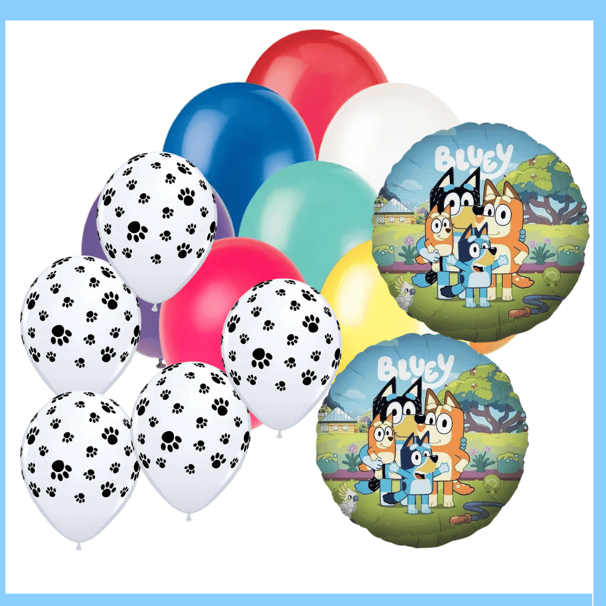 BGBCOSTUME Bluey Birthday Balloons Bouquet 13 Pieces Set