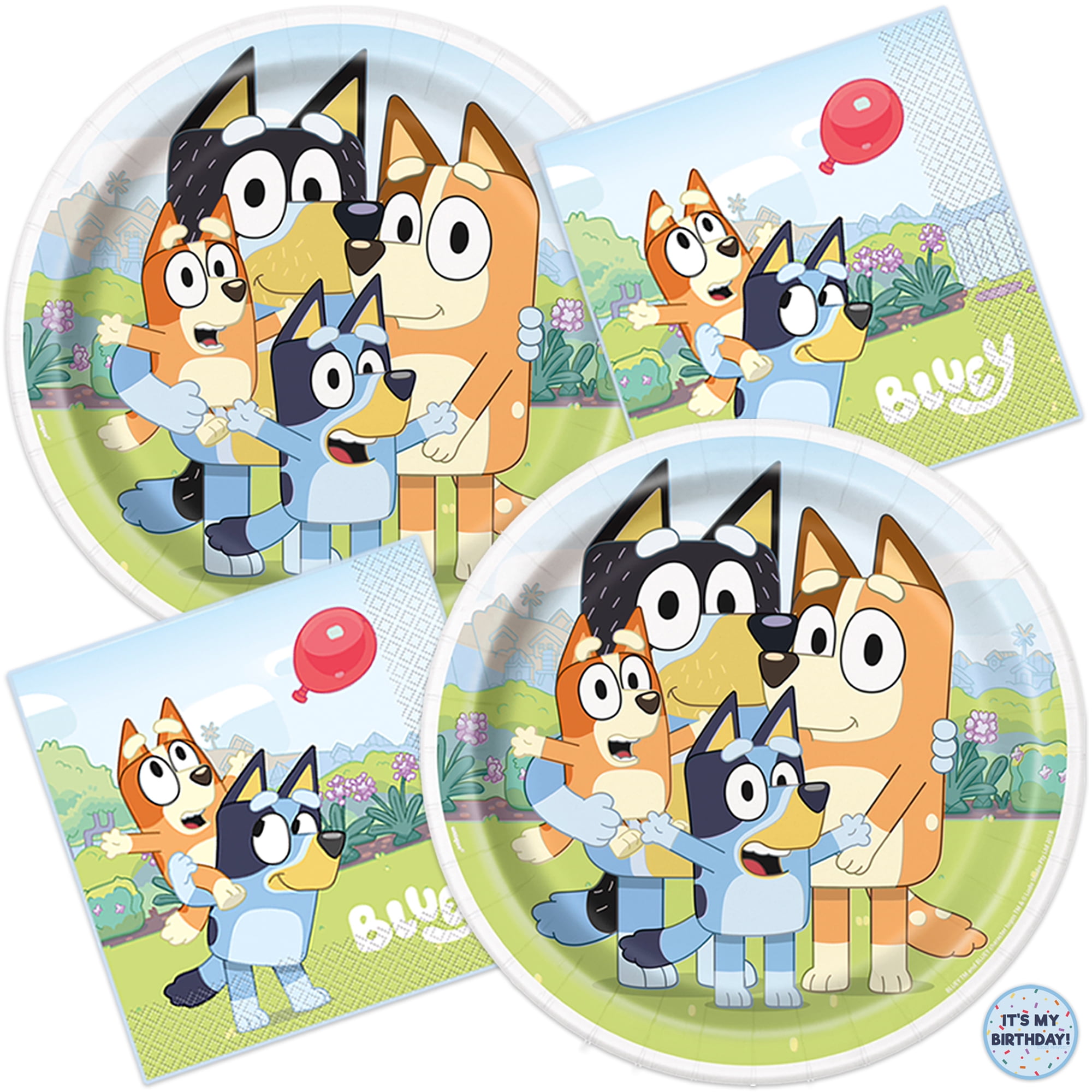 Bluey Birthday Decorations for 16 Guests | Bluey Birthday Party Supplies |  Large 9 Plates, Napkins, Sticker