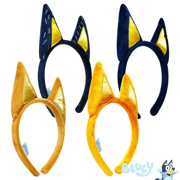 Bluey Birthday Party Supplies 4pc Bluey Costume Animal Ears Headband Bluey Plush Soft Ears - One Size Elastic Bluey Family Costume Headband for Halloween, Kids Birthday, Play Day, Dog Ears