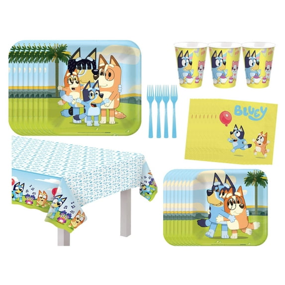 Bluey Birthday Party Supplies | Bluey Party Decorations | Bluey Party Supplies | Bluey Birthday Decorations | Bluey Tablecover | Bluey Plates | Bluey Cups | Bluey Napkins - Serves 8 Guests