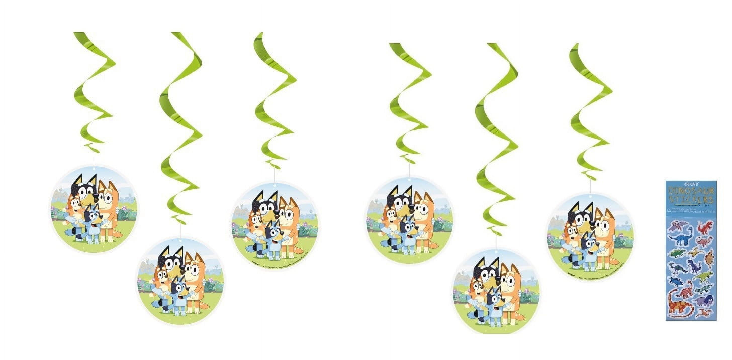 Bluey Birthday Party Supplies Bundle Pack includes Hanging Swirl Decoration - 6 Count