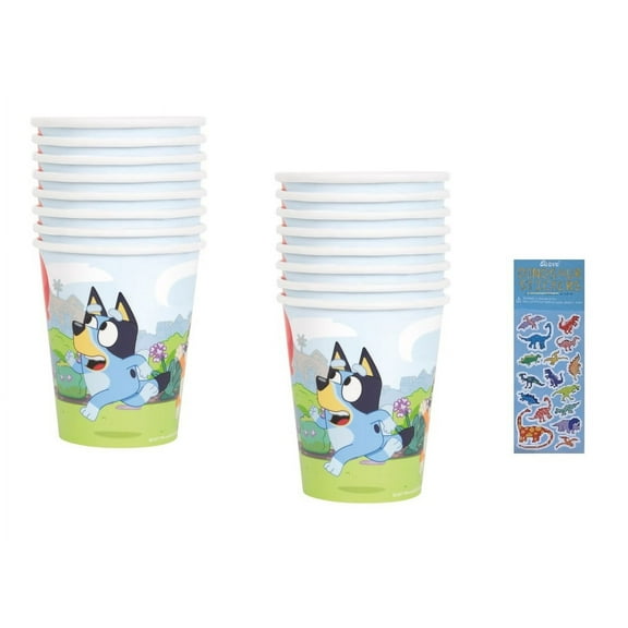 Bluey Birthday Party Supplies Bundle Pack includes Party Paper Cups - 16 Count