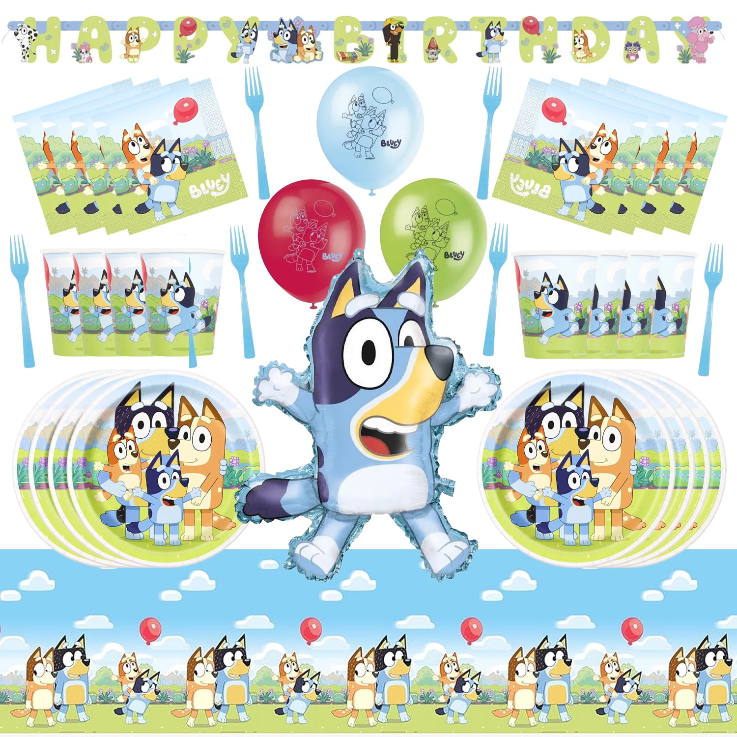 Bluey Birthday Party Supplies Set for 16 Guests