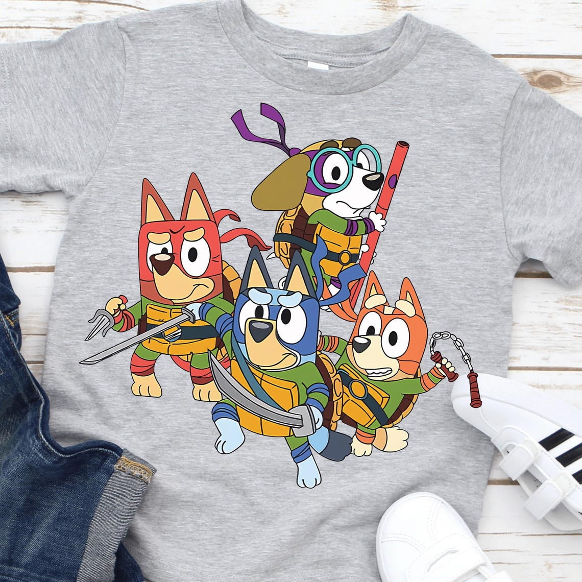 Bluey Blue Dog Adventure Shirt Cute Cartoon Blue Dog And Turtle Tee Fun