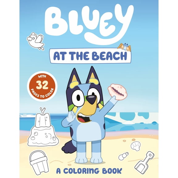 Bluey: at the Beach: a Coloring Book, 32 pages (Paperback)