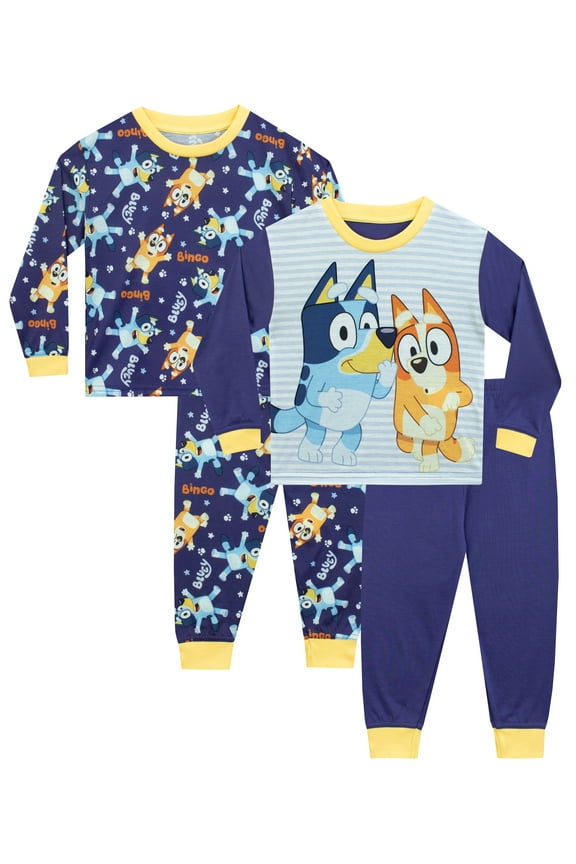 Boys 2 Pack Pajamas Blue Sizes 18M-7