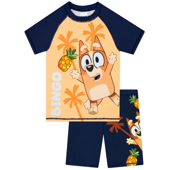 Bluey Boys Bingo Rash Vest And Swim Shorts Sizes 2T-8