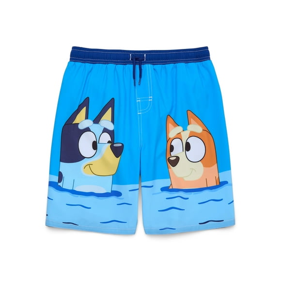 Bluey Boys’ Graphic Swim Trunks with UPF 50+, Sizes 4-12