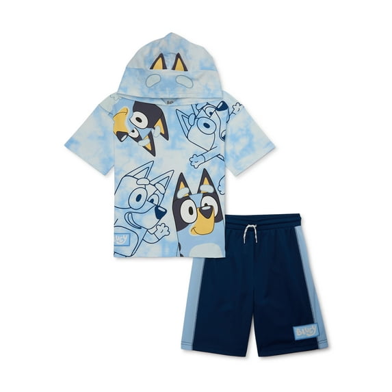 Bluey Boys Hooded Cosplay Tee and Shorts Set, 2-Piece, Sizes 4-8