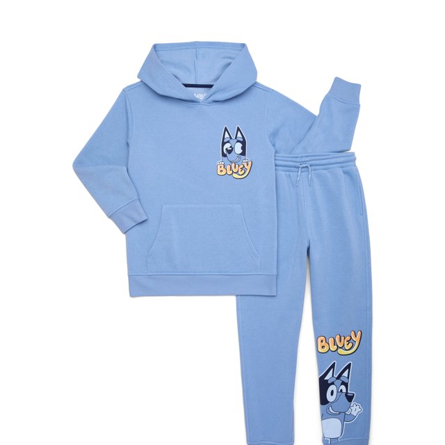 2 Piece Boys Moody Blue Check Crew Neck Jogger