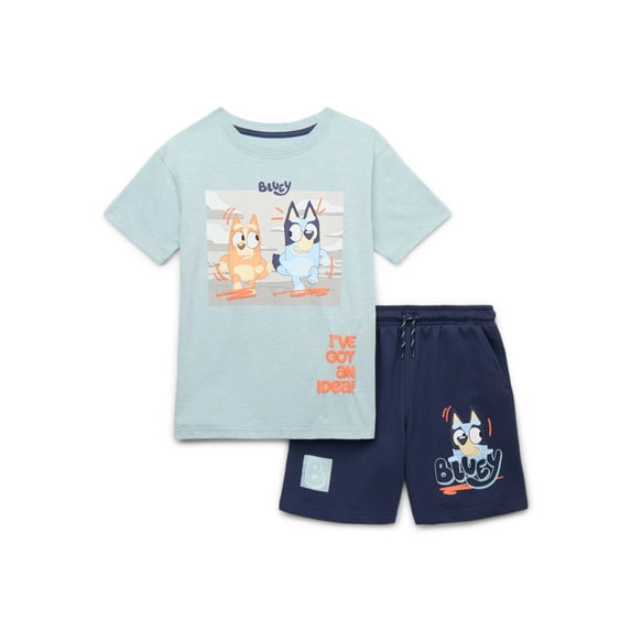 Bluey Boys' Short Sleeve Graphic Tee and Shorts Set, 2-Piece, Sizes 4-10