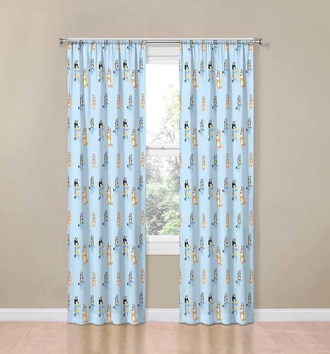 Bluey Can't Stop Dancing 2 Panels Blackout Curtain Set, 84 Inch Long - Kids Bedroom Accessories