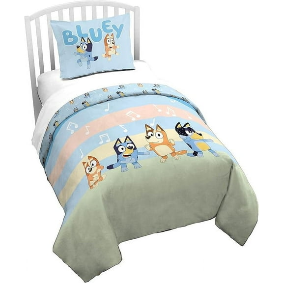 Bluey Can't Stop Dancing 2 Piece Twin Size Duvet Cover & Sham Set