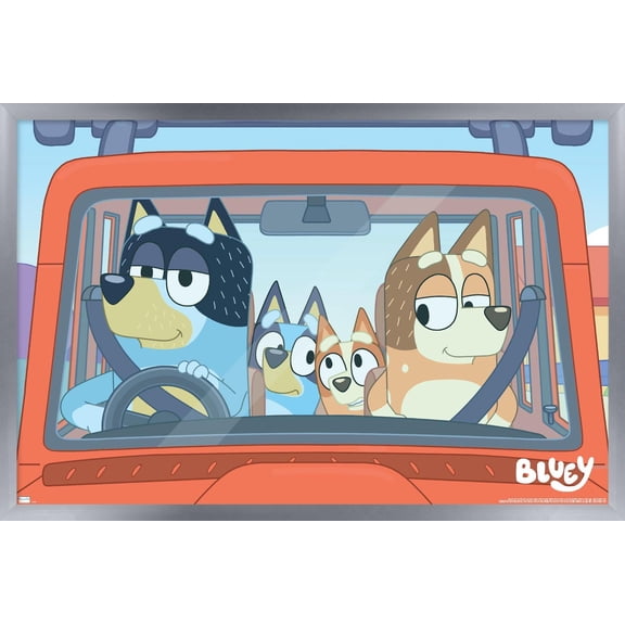 Bluey - Car Ride Wall Poster, 14.725" x 22.375" Framed