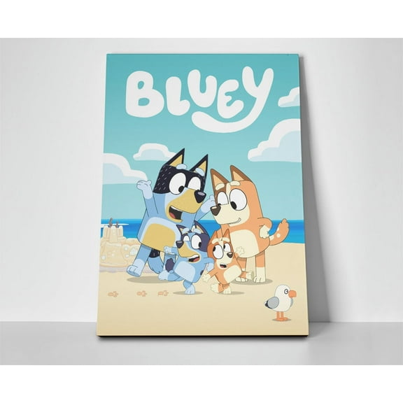 Bluey Cartoon Poster or Wrapped Canvas