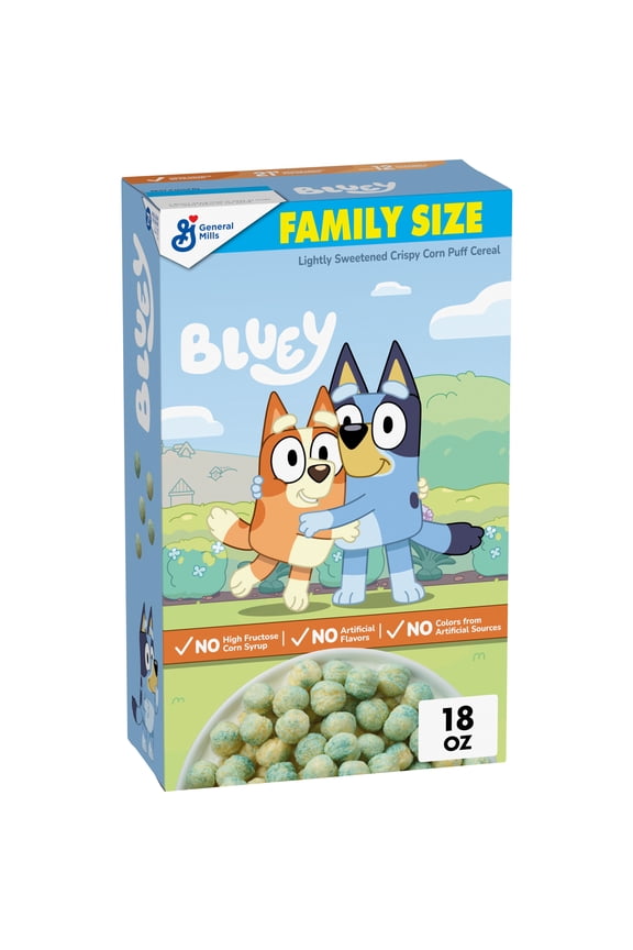 Bluey by Kix Cereal, Berry Flavor, Crispy Corn Puffs, Whole Grain, Family Size, 18 oz