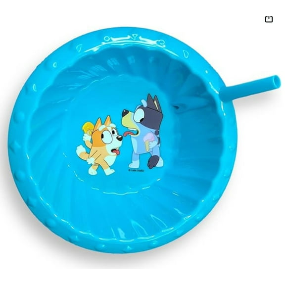 Bluey Character Cereal Bowl with Built-in Straw