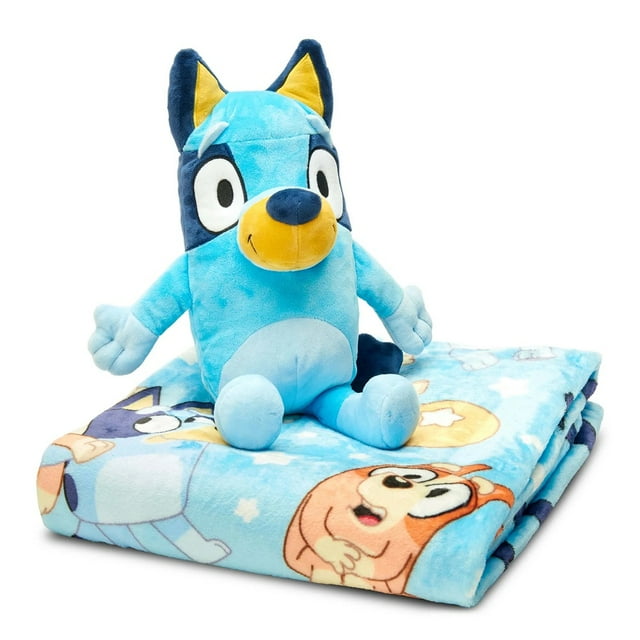 Bluey Character Hugger Pillow & Silk Touch Throw Blanket Set, 40" x 50