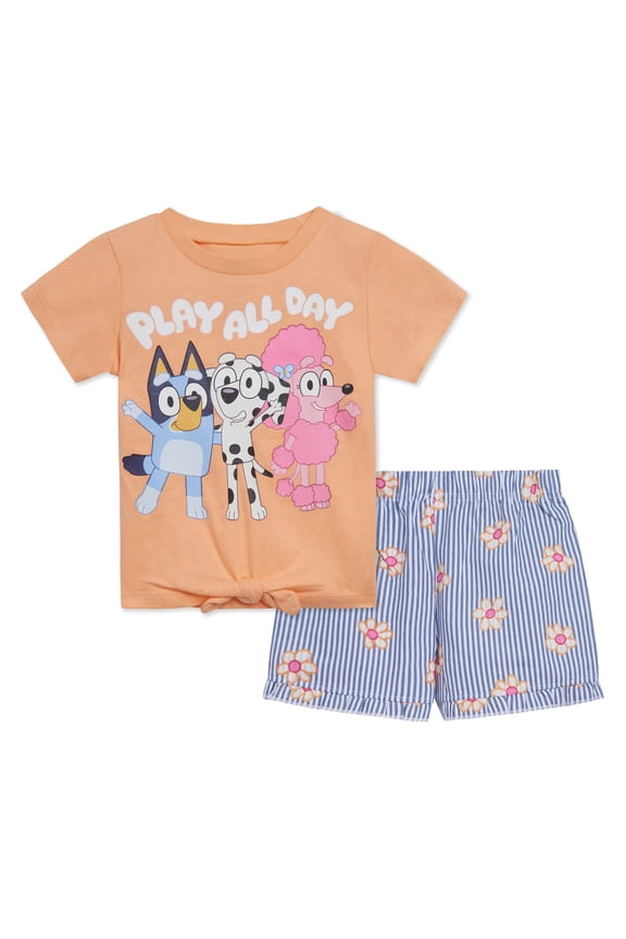 Chloe Coco T-Shirt and Chambray Shorts Outfit Set Toddler to Little Kid