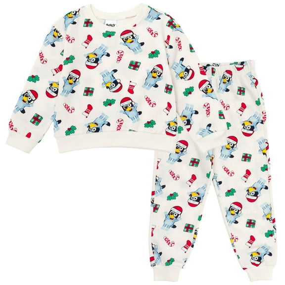 Bluey Christmas Fleece Sweatshirt and Jogger Pants Outfit Set Toddler to Big Kid