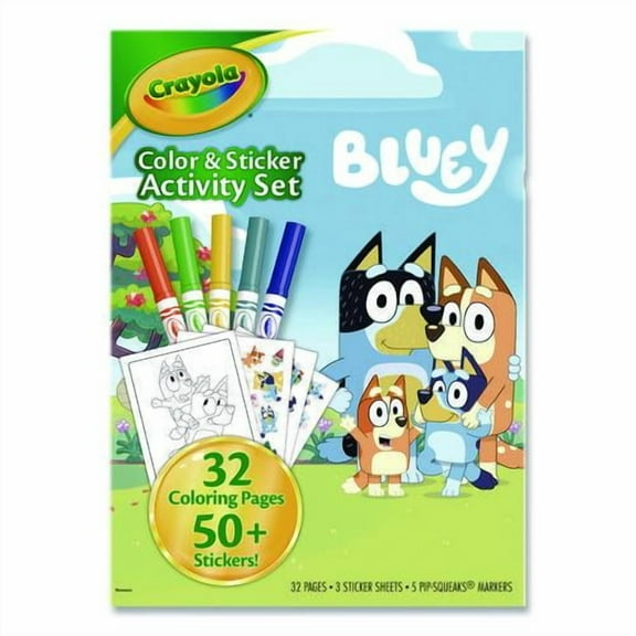 Bluey Color and Sticker Activity Set, Includes Five Markers, Ages 3 and Up, 32 Pages | Bundle of 10