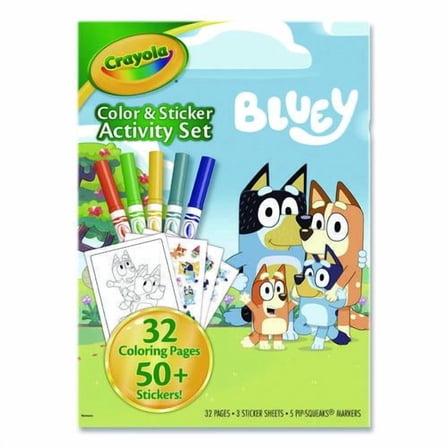 Bluey Color and Sticker Activity Set, Includes Five Markers, Ages 3 and Up, 32 Pages | Bundle of 2