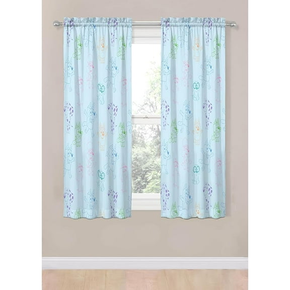 Bluey Colorful Friends 2 Panel Curtain Set, 63 Inch Long - Kids Home Décor