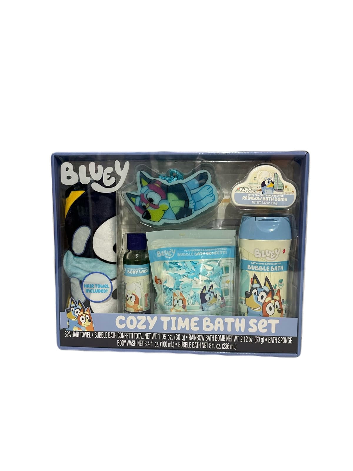 Bluey Cozy Time Bath Set Hair Towel Bubble Bath Rainbow Bath Bomb Bath ...