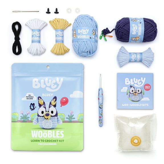 The Woobles Beginner Crochet Amigurumi Kit – Bluey, Learn to Crochet Character Craft Kit for Kids and Adults