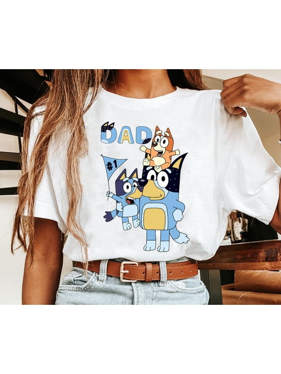 Bluey Dad #1 T-Shirt, Father Days Tshirt, Bluey Family Shirt, Bluey Daddy Number 1 Shirts, Bluey Birthday Party, White Color