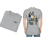 BLUEY.NAT Bluey Dad Double Sided T-Shirt - Military Dad - 4th of July - Bluey Shirt Dad - Bluey Shirt Adult - Tactical Dad - Bluey Dad - First Fathers Day, Sport Grey Color