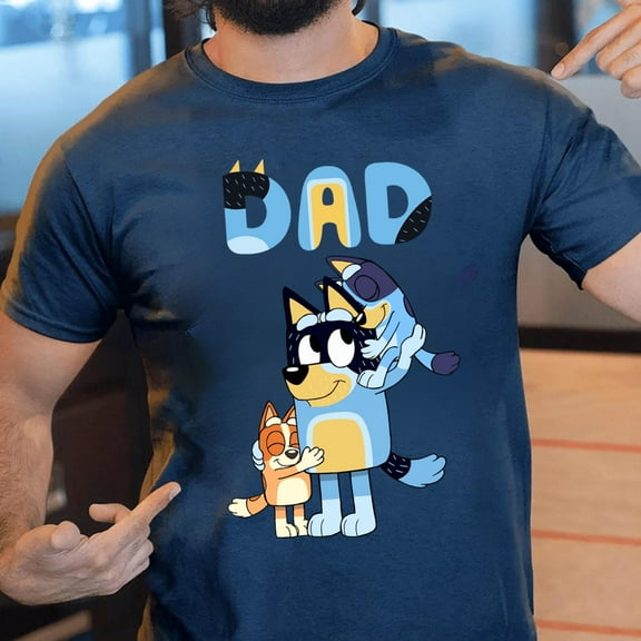 Bluey Dad Life Shirt, Funny Bandit Dad Tee, Father’s Day Gift T-Shirt, Cartoon Family Matching, Cool Bluey Inspired Dad,Navy color,size 2XL