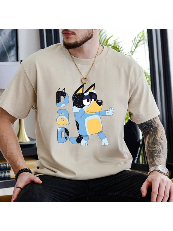 Bluey Dad T-Shirt, Bluey Family Shirt, Father's Day,Sand color,size L