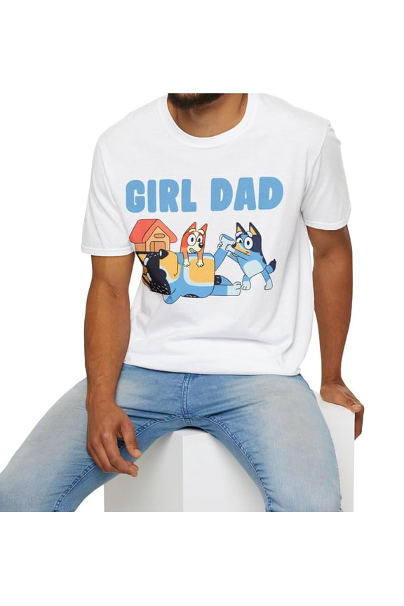 Bluey Dad T-Shirt - Girl Dad - Bluey Family - Father's Day - Tactical Dad - Bluey Dad - First Fathers Day, White Color