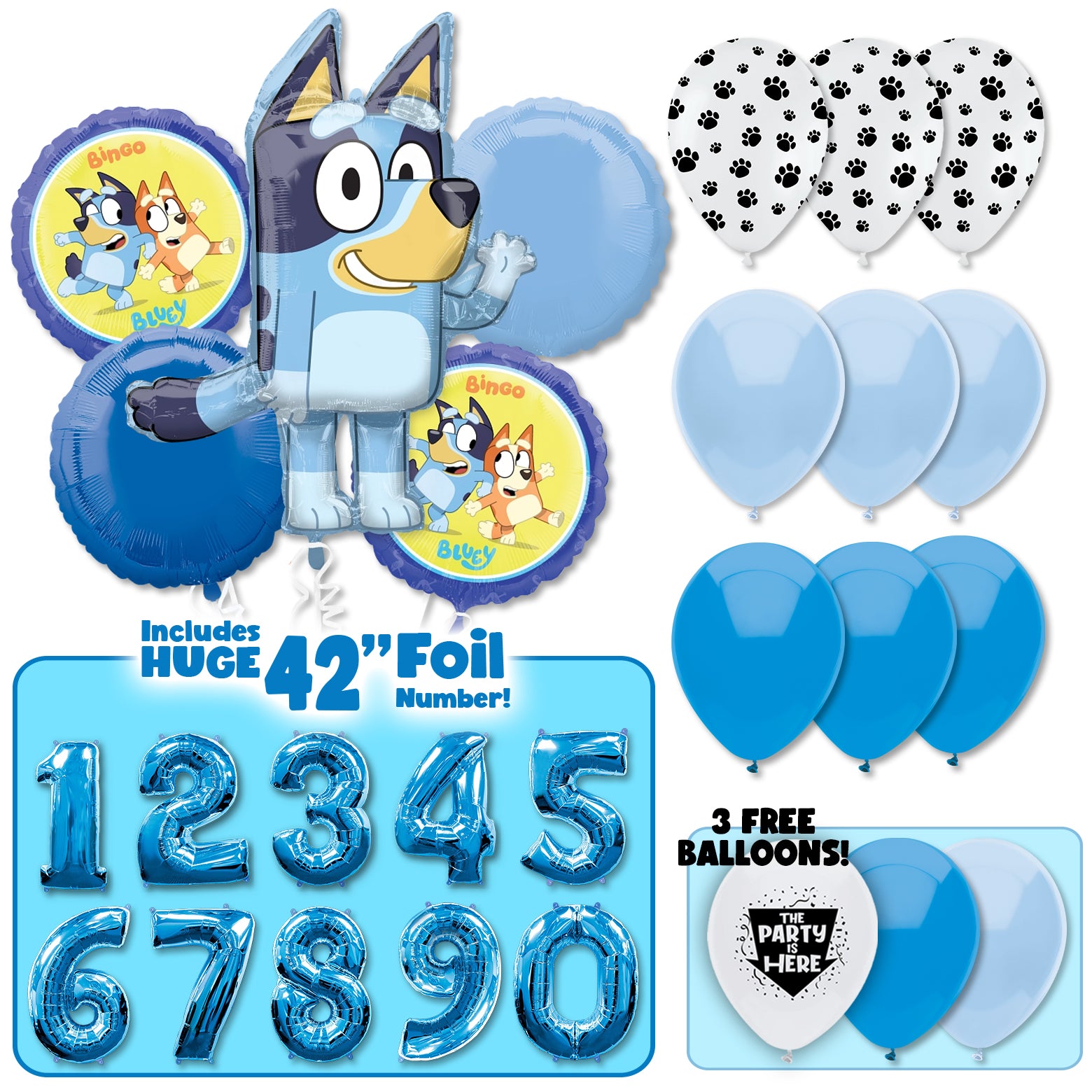 Bluey Deluxe Balloon Bouquet-5pc Bundle - Foil Bouquet Only - No Number ...