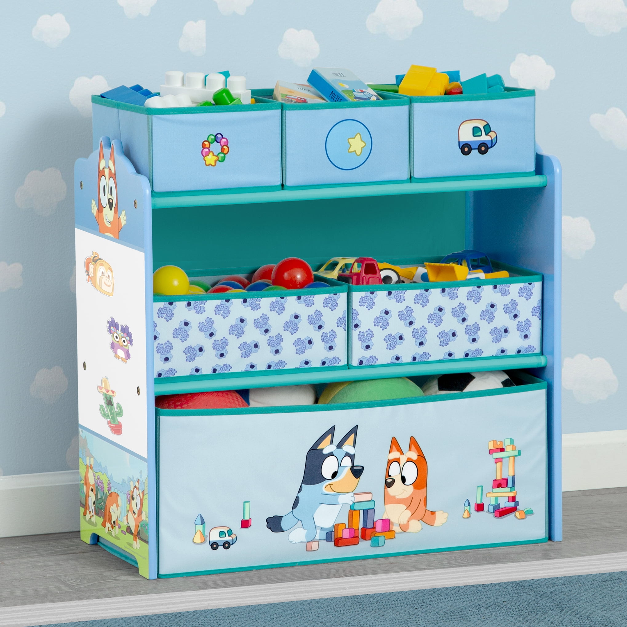 Bluey★送料無料★ランドセル収納 Bluey Design and Store 6 Bin Toy Storage Organizer by Delta