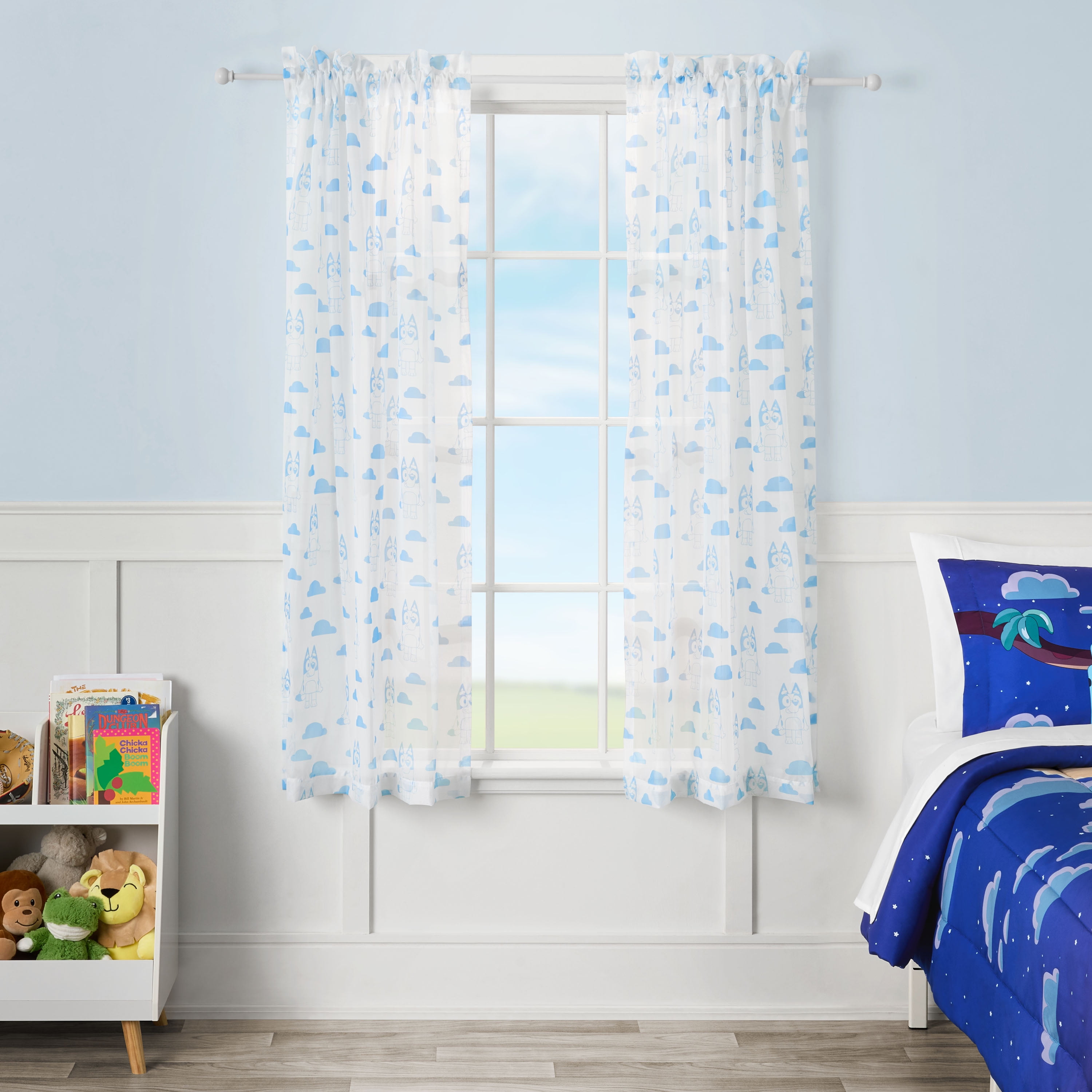 Bluey Dream Sheer Kids Drape, 38" x 63", White, BBC Studios